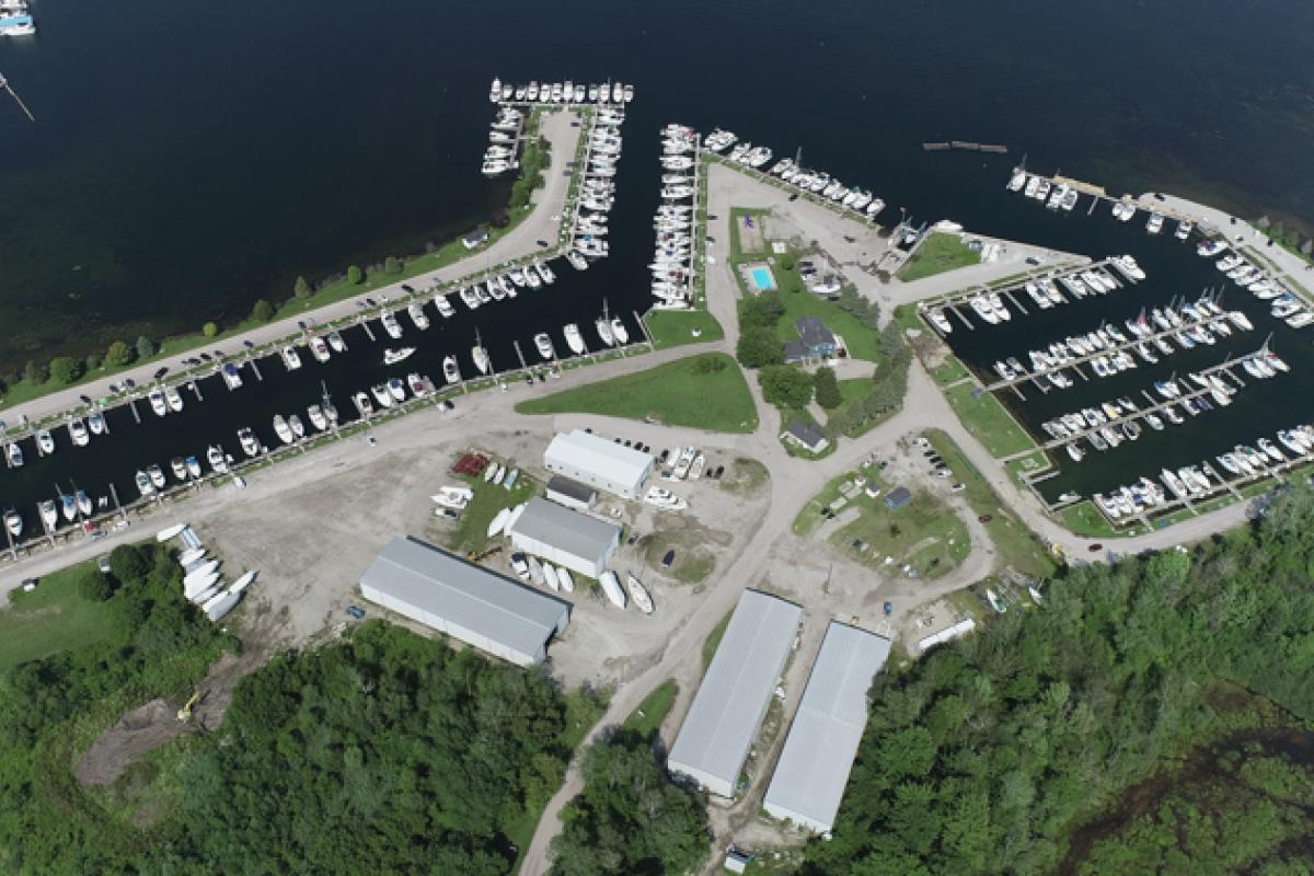 Aerial view of Beacon Bay Marina