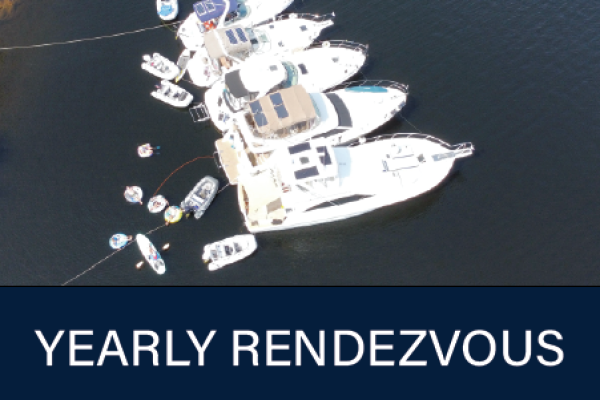 Boats Moored Together on Georgian Bay at a Maple Leaf Marinas Rendezvous